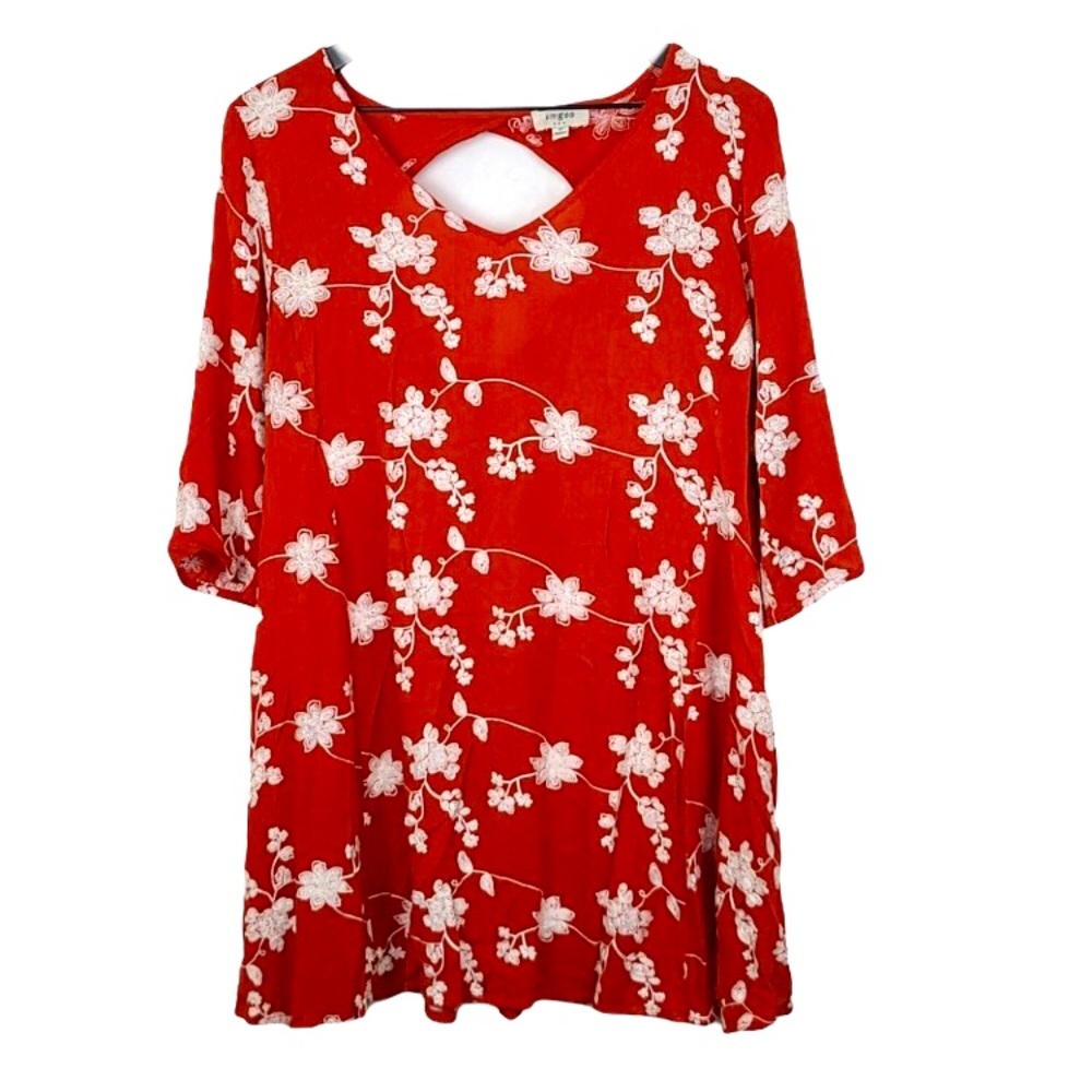 Size Medium: Umgee Women’s Orange & White Floral Embroidered Tunic Top